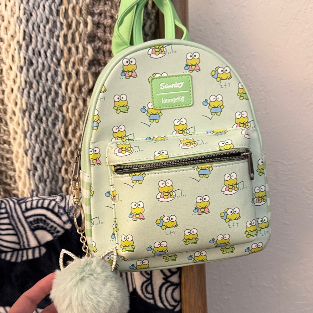 Sanrio Keroppi Mini Backpack in Mint Green with Pom Charm